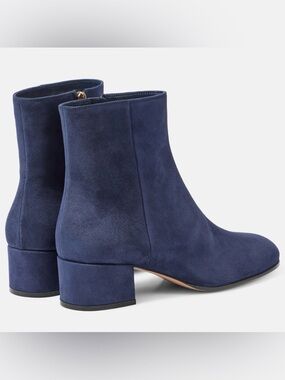 SCHUTZ Navy Suede Block Heel Ankle Boots